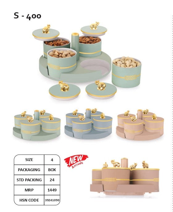 S-400 4 Jar Candy Revolving Tray Set