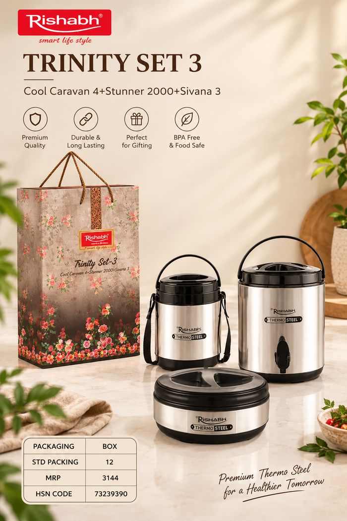 Rishabh Trinity Set 3 ( Thermo Steel )