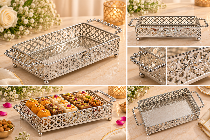 German Silver Tray with Handle - KQ 0768, KQ 0767