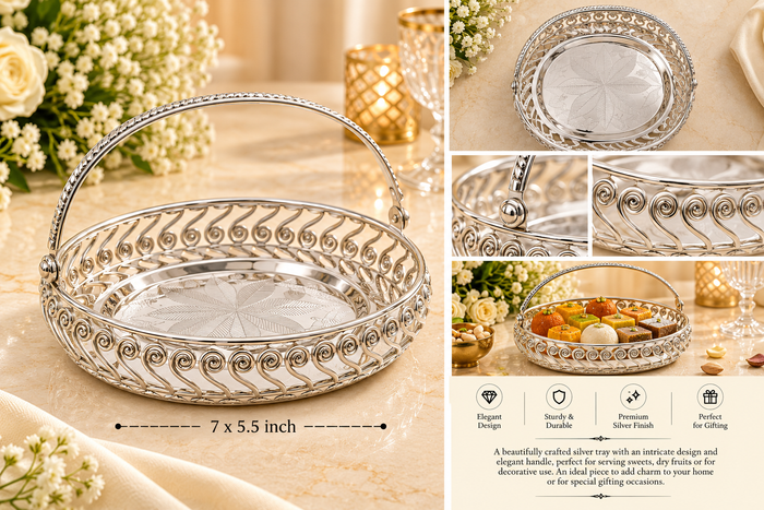 Silver Tray with handle - KQ 2189