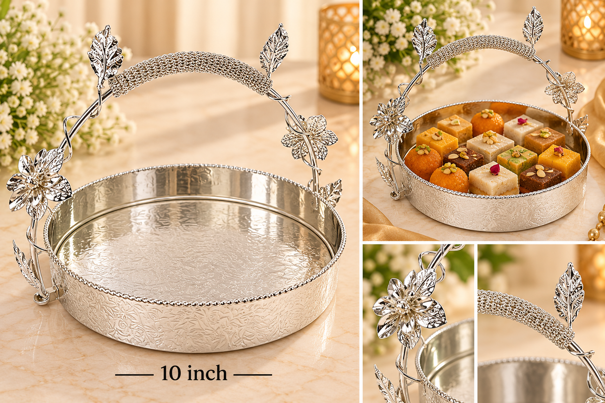 German Silver Tray with Handle - KQ 0792