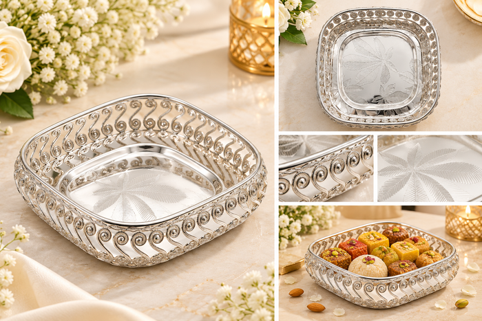 Silver Square Tray - KQ 2190, KQ 2184