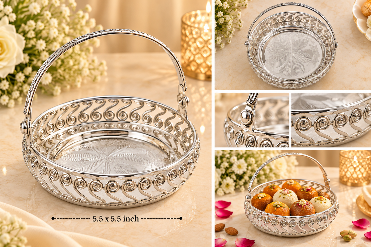Silver Tray with handle - KQ 2188