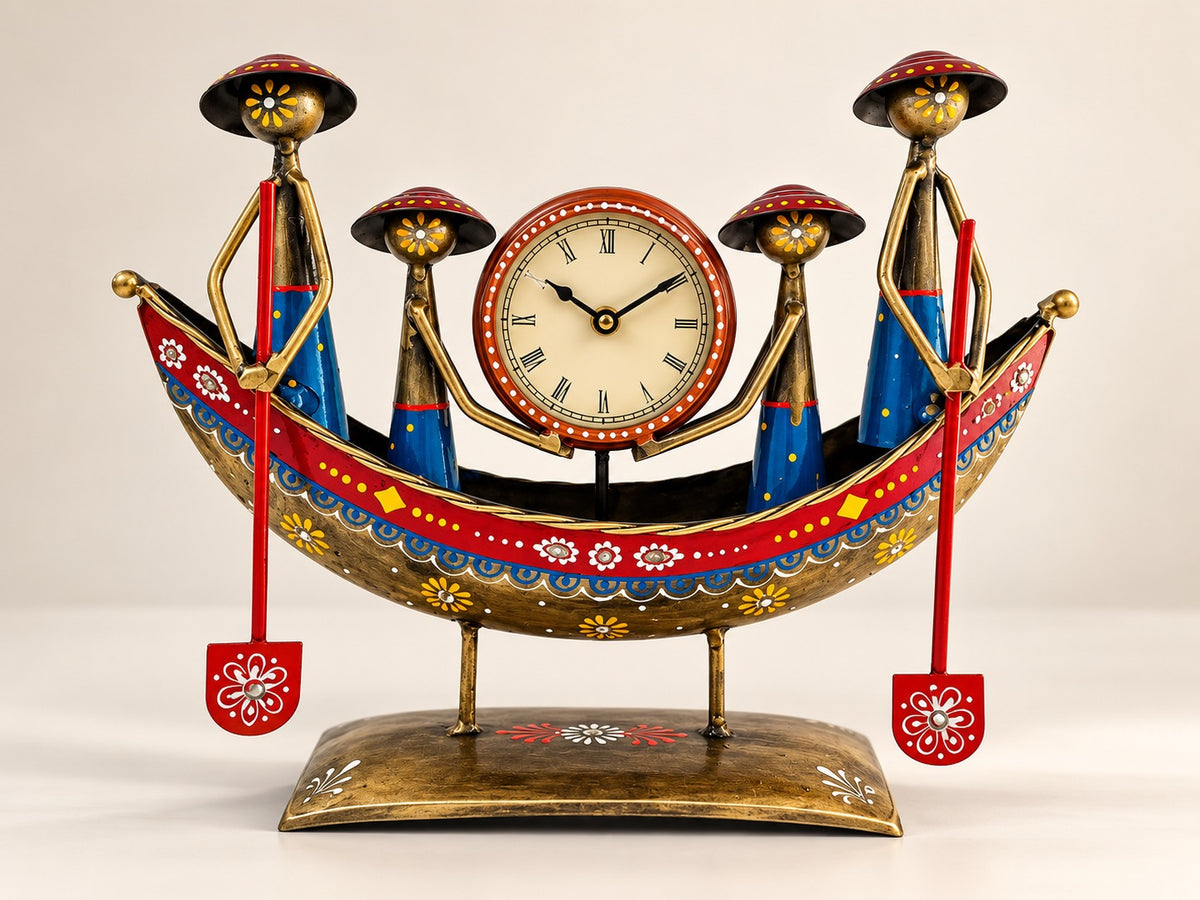 983 Iron Boat With Clock