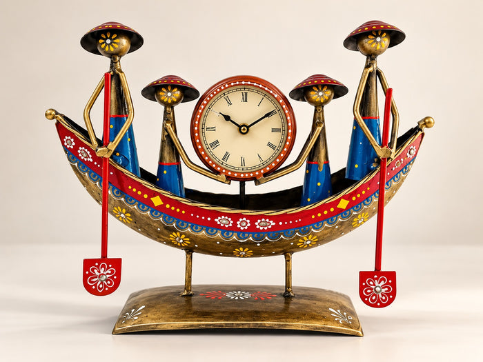 983 Iron Boat With Clock